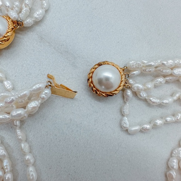 Vintage 6 strand genuine pearl necklace and bracelet - Picture 7 of 10